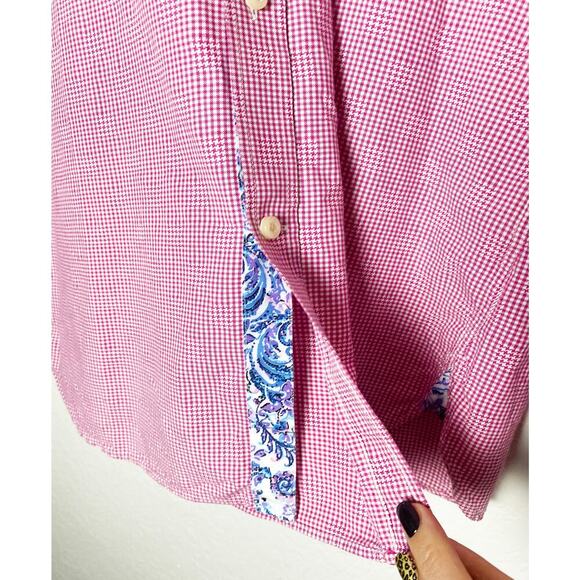 Ted Baker Endurance Mens Long Sleeve Button Down Shirt Red White Gingham Paisley - Picture 6 of 11